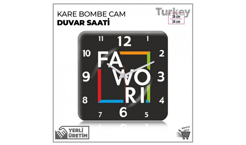 Kare Bombe Cam Duvar Saati